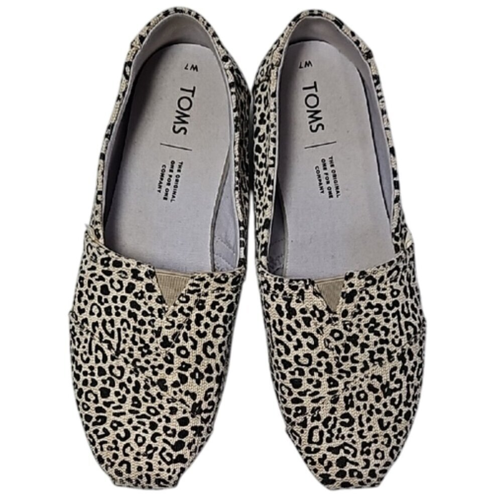 TOMS Womens size 7 Alpargata Cheetah Animal Print Beige Preppy Casual Comfort